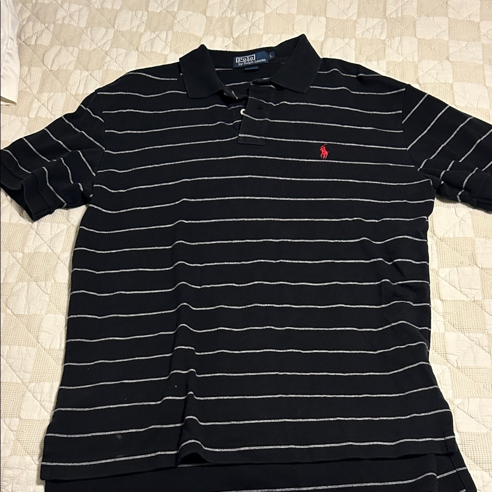 Ralph Lauren Black and White Striped Polo Shirt